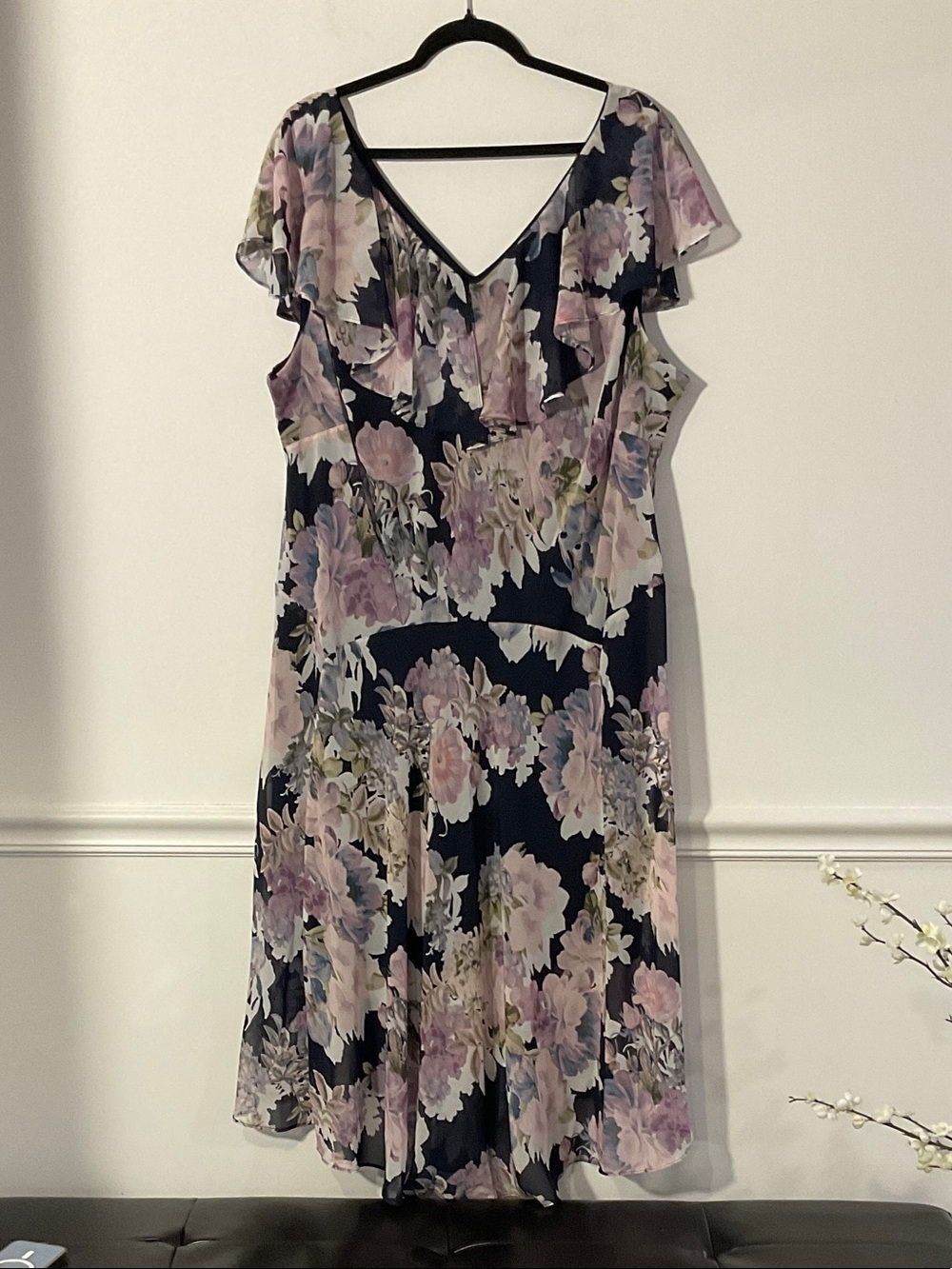 connected apparel Navy Maxi Dress with Lavender & Pink Floral